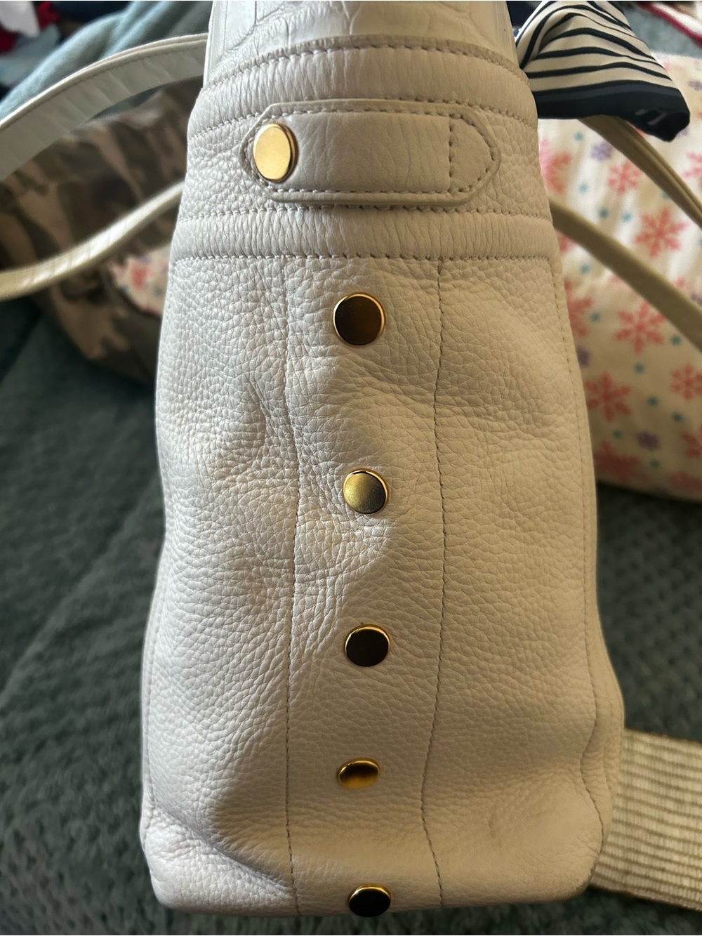 Hammitt🦄🦄 summer white Croc-Embossed Tote with Navy Scarf with beautiful wallet